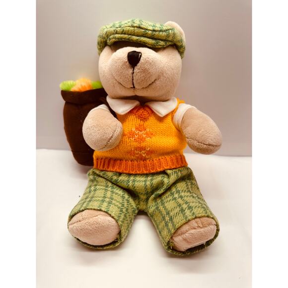 2006 Starbucks Plush Bearista Golfer Bear with Golf Bag 50th Edition 9" Plushie - Picture 1 of 9